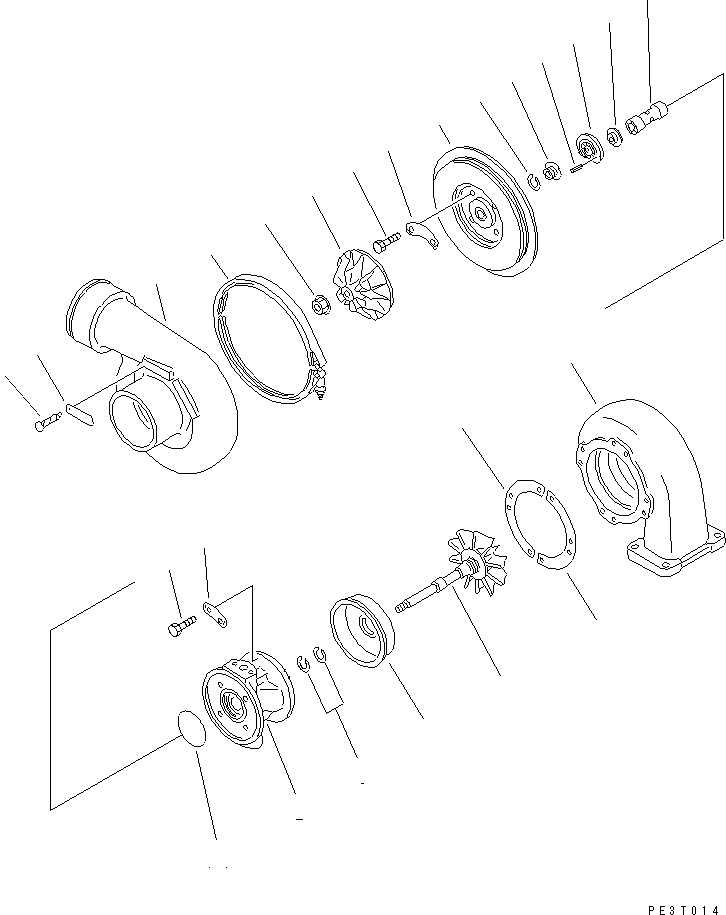 Komatsu parts book diagram for SA6D140-1EE S/N 17739-UP: TURBOCHARGER (INNER PARTS)(#19615-20659)