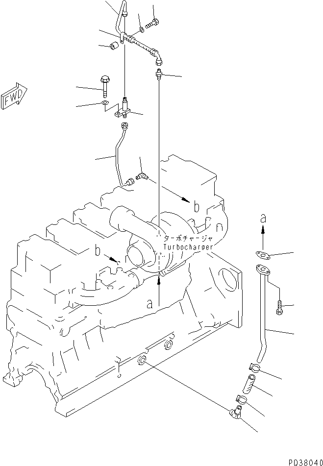 Komatsu parts book diagram for SA6D140-1EE S/N 17739-UP: TURBOCHARGER OIL PIPING(#17739-19614)