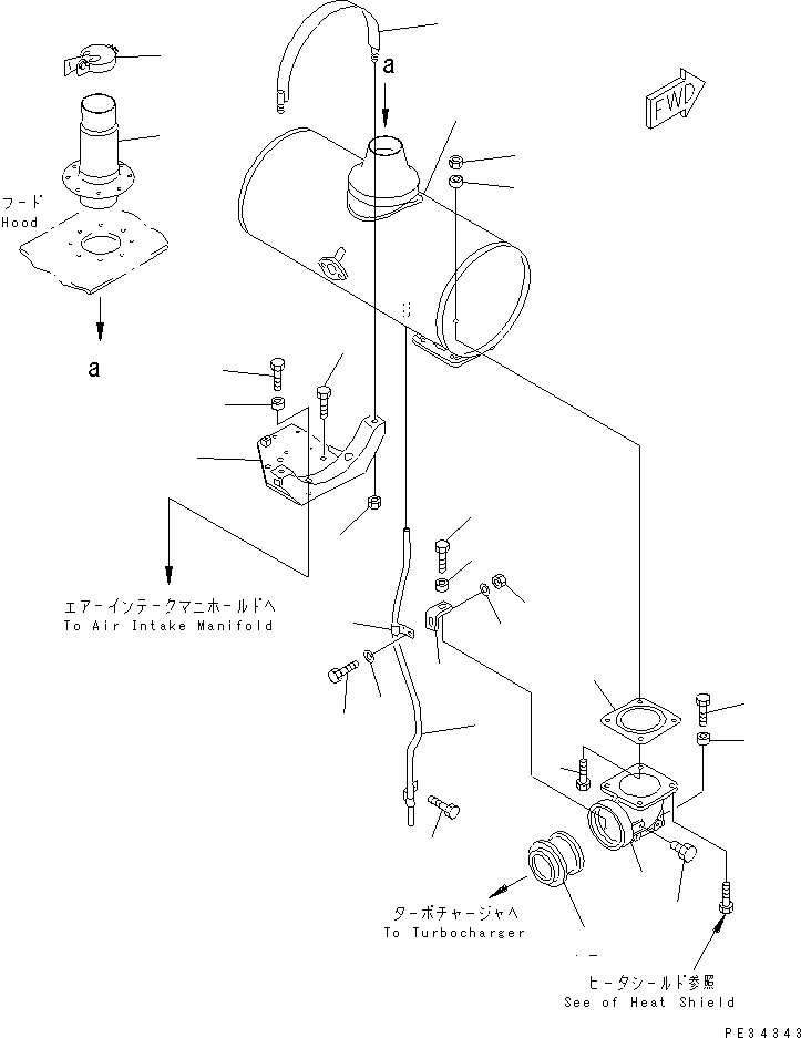 Komatsu parts book diagram for SA6D140-1EE S/N 17739-UP: MUFFLER(#19930-)
