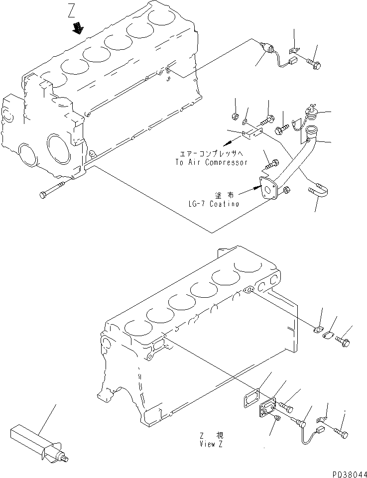 Komatsu parts book diagram for SA6D140-1EE S/N 17739-UP: OIL FILLER AND SENSOR
