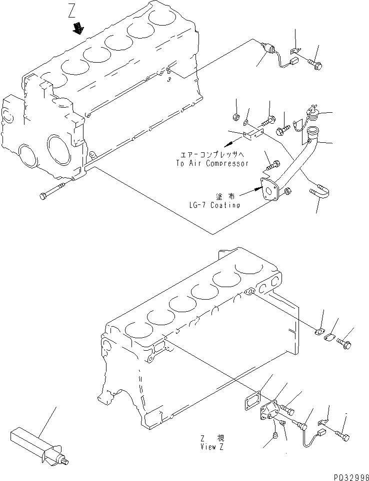Komatsu parts book diagram for SA6D140-1EE S/N 17739-UP: OIL FILLER AND SENSOR (COLD TERRAIN SPEC.)