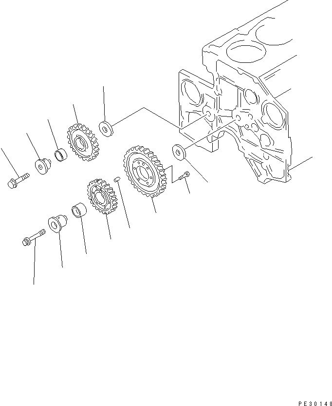 Komatsu parts book diagram for SA6D140-1EE S/N 17739-UP: IDLER GEAR(#18465-)