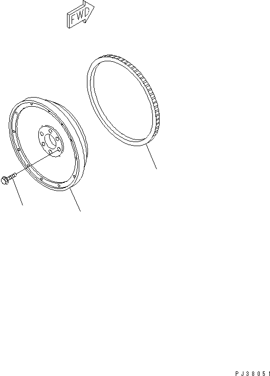 Komatsu parts book diagram for SA6D140-1EE S/N 17739-UP: FLYWHEEL