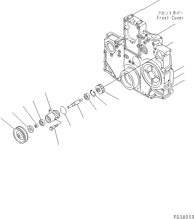 Komatsu parts book diagram for SA6D140-1EE S/N 17739-UP: FRONT POWER TAKE OFF