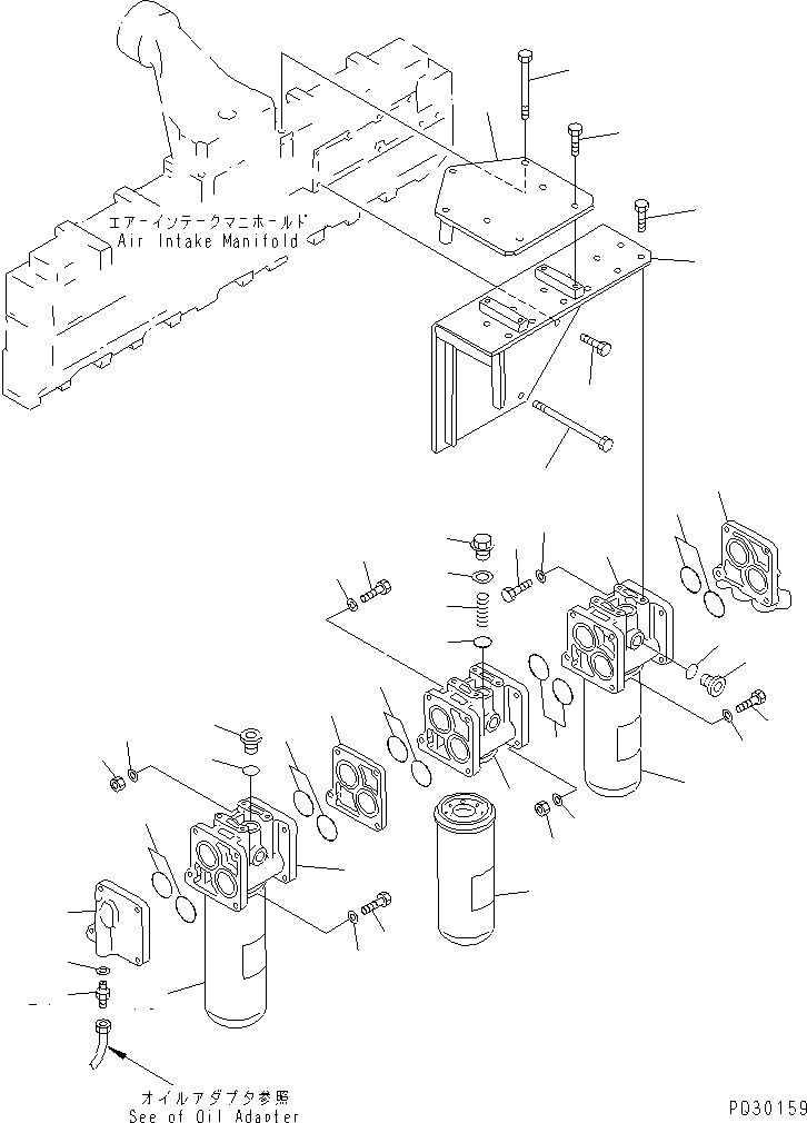 Komatsu parts book diagram for SA6D140-1EE S/N 17739-UP: OIL FILTER (WITH BY-PASS OIL FILTER)(#18624-19929)