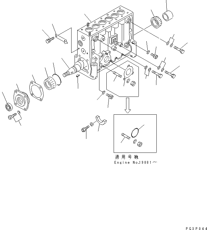 Komatsu parts book diagram for SA6D140-1EE S/N 17739-UP: FUEL INJECTION PUMP (PUMP) (1/2) (INNER PARTS)