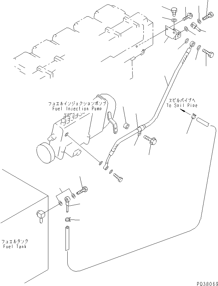 Komatsu parts book diagram for SA6D140-1EE S/N 17739-UP: FUEL RETURN(#17739-19929)
