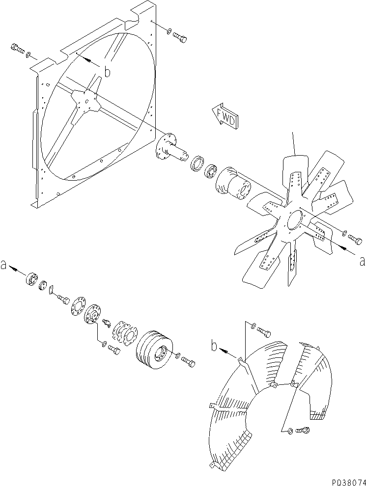 Komatsu parts book diagram for SA6D140-1EE S/N 17739-UP: COOLING FAN