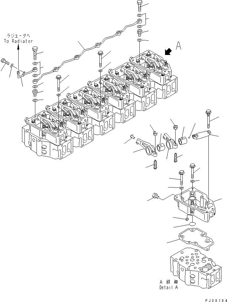 Komatsu parts book diagram for SA6D140-1E S/N 10428-UP: ROCKER ARM AND HOUSING(#17056-17145)