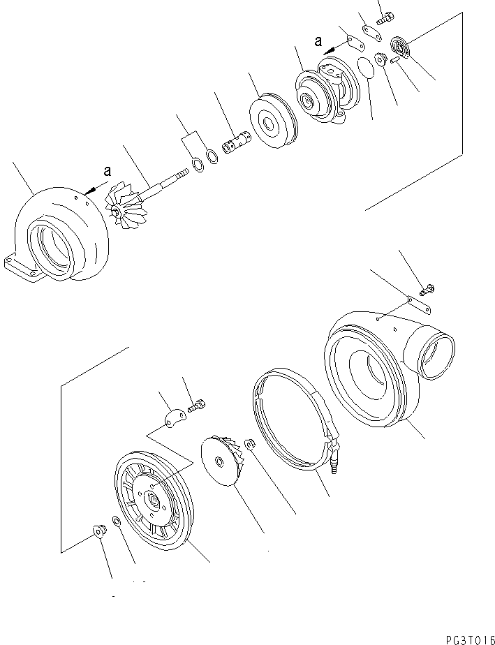 Komatsu parts book diagram for SA6D140-1E S/N 10428-UP: TURBOCHARGER (FOR EXHAUST BRAKE) (EXCEPT JAPAN) (INNER PARTS)(#10428-10764)