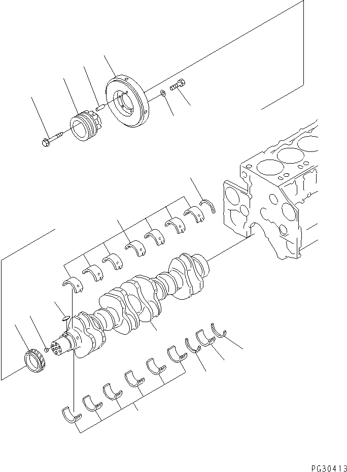 Komatsu parts book diagram for SA6D140-1E S/N 10428-UP: CRANKSHAFT