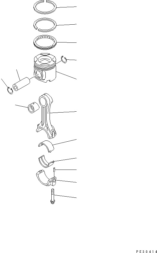 Komatsu parts book diagram for SA6D140-1E S/N 10428-UP: PISTON AND CONNECTING ROD