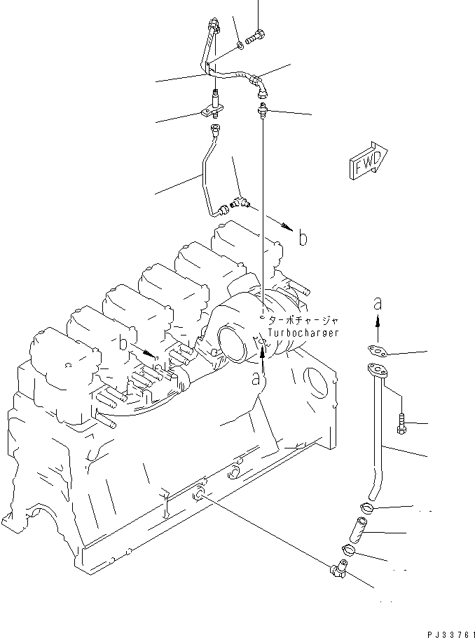 Komatsu parts book diagram for SA6D140-1E S/N 10428-UP: TURBOCHARGER LUBRICATING OIL PIPING