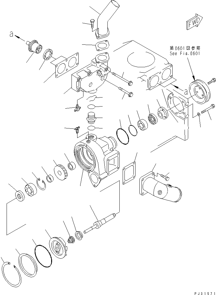Komatsu parts book diagram for SA6D140-1E S/N 10428-UP: WATER PUMP(#10428-16256)