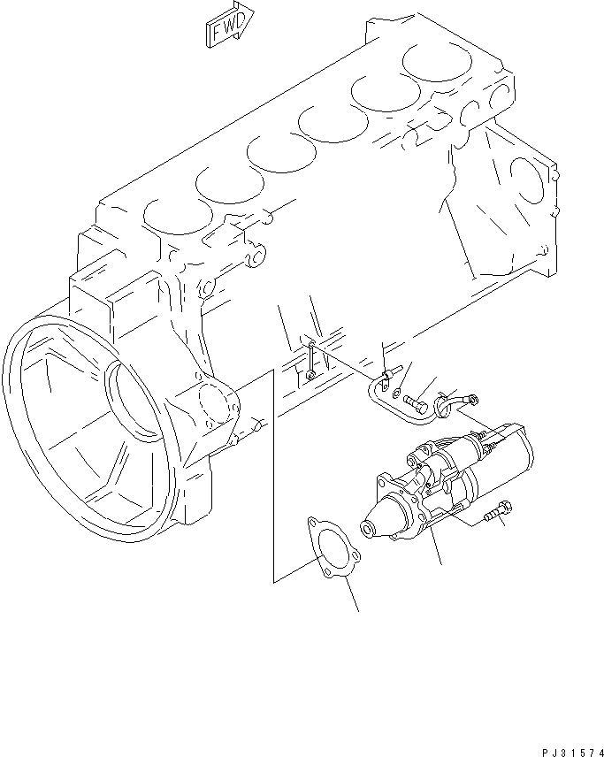 Komatsu parts book diagram for SA6D140-1E S/N 10428-UP: STARTING MOTOR AND MOUNTING (11KW)