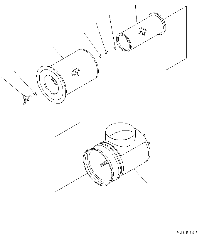 Komatsu parts book diagram for SA6D140E-3C-7 S/N 110001-UP: AIR CLEANER (INNER PARTS)