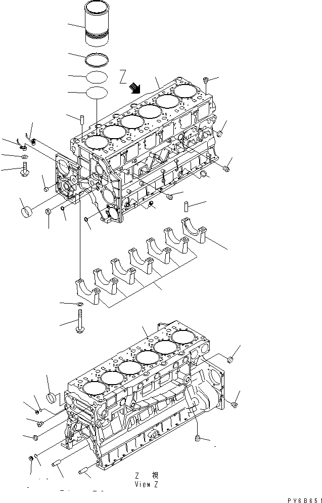 Komatsu parts book diagram for SA6D140E-3C-7 S/N 110001-UP: CYLINDER BLOCK