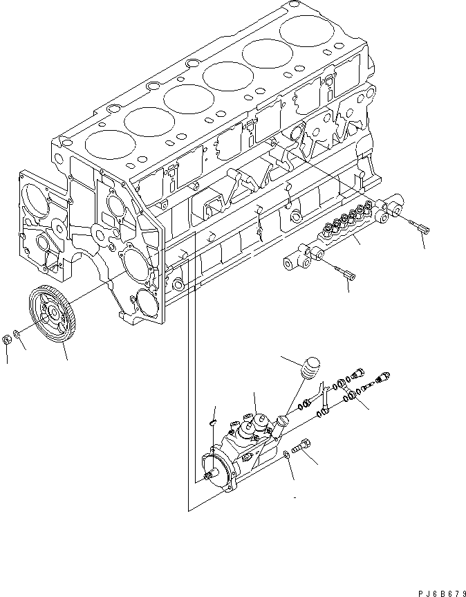 Komatsu parts book diagram for SA6D140E-3C-7 S/N 110001-UP: FUEL SUPPLY PUMP AND COMMON RAIL MOUNTING