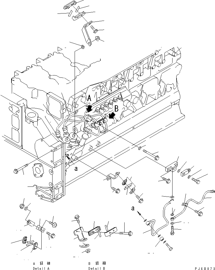 Komatsu parts book diagram for SA6D140E-3C-7 S/N 110001-UP: FUEL PUMP SUPPLY AND RETURN PIPING