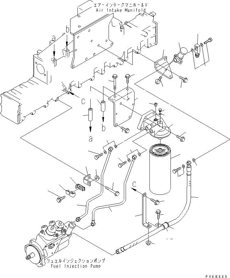 Komatsu parts book diagram for SA6D140E-3C-7 S/N 110001-UP: FUEL FILTER (THREAD 1-1/4)
