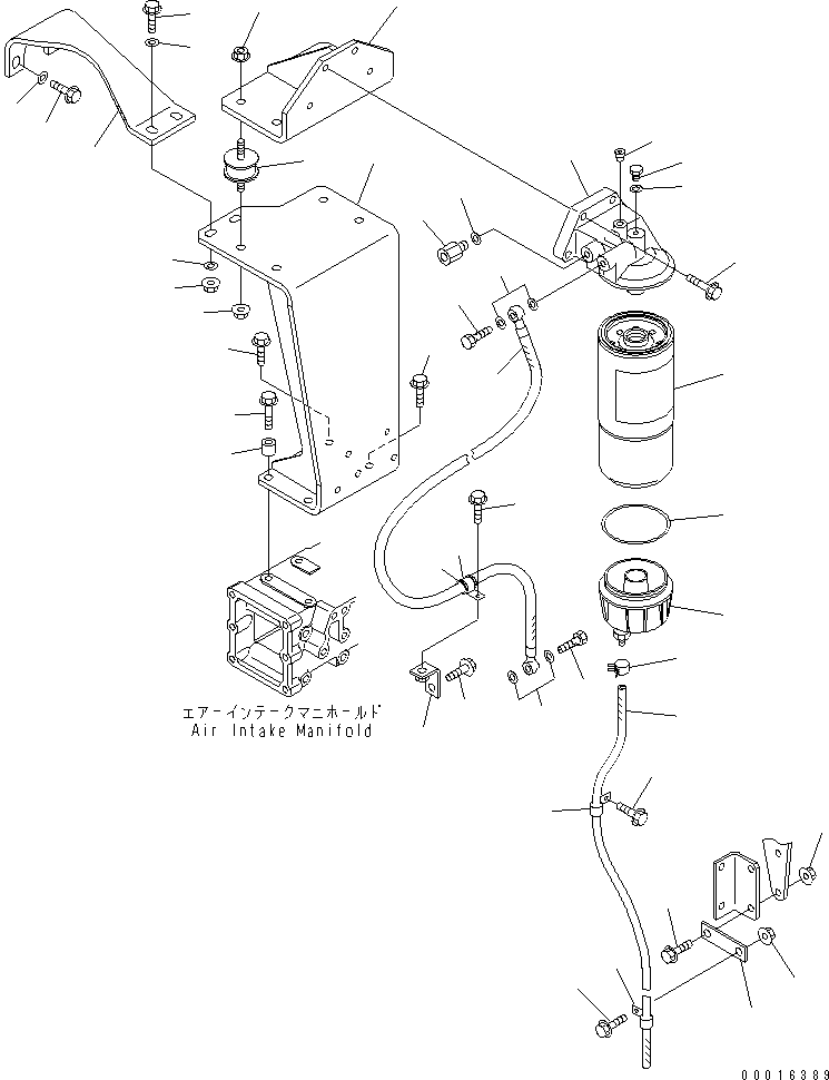 Komatsu parts book diagram for SA6D140E-3C-7 S/N 110001-UP: PRE FILTER MOUNTING (EXTREMELY BAD FUEL GROUND SPEC.) (THREAD 1-1/4)(#111803-)