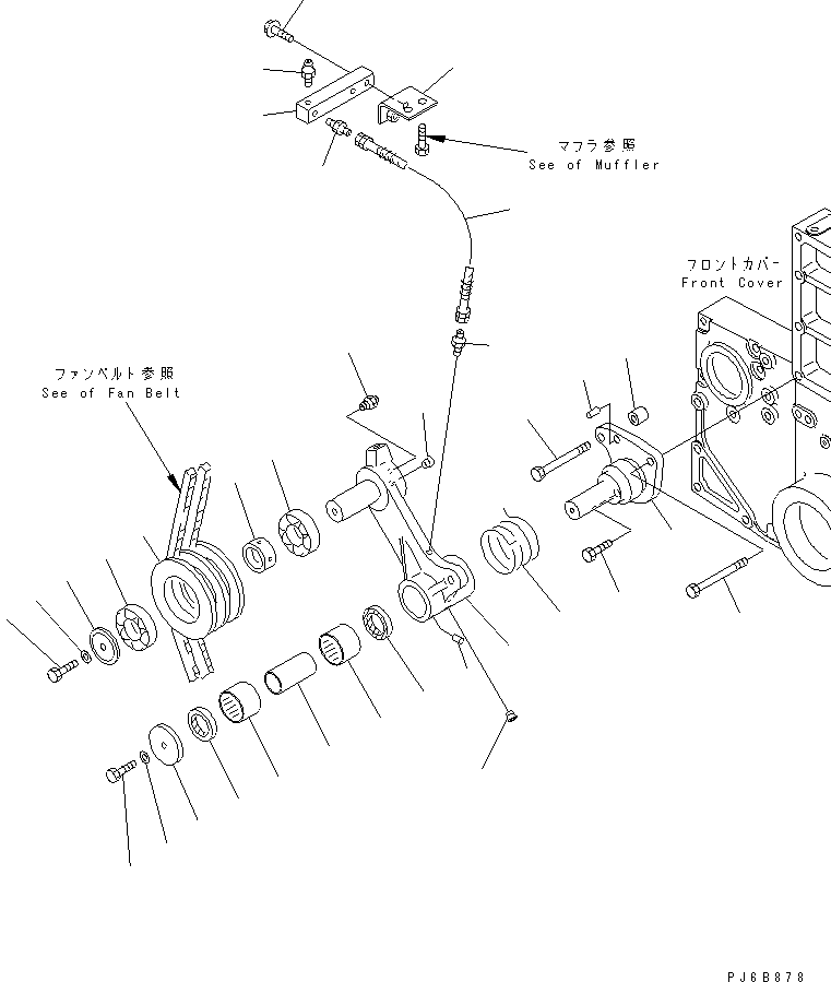 Komatsu parts book diagram for SA6D140E-3C-7 S/N 110001-UP: TENSION PULLEY