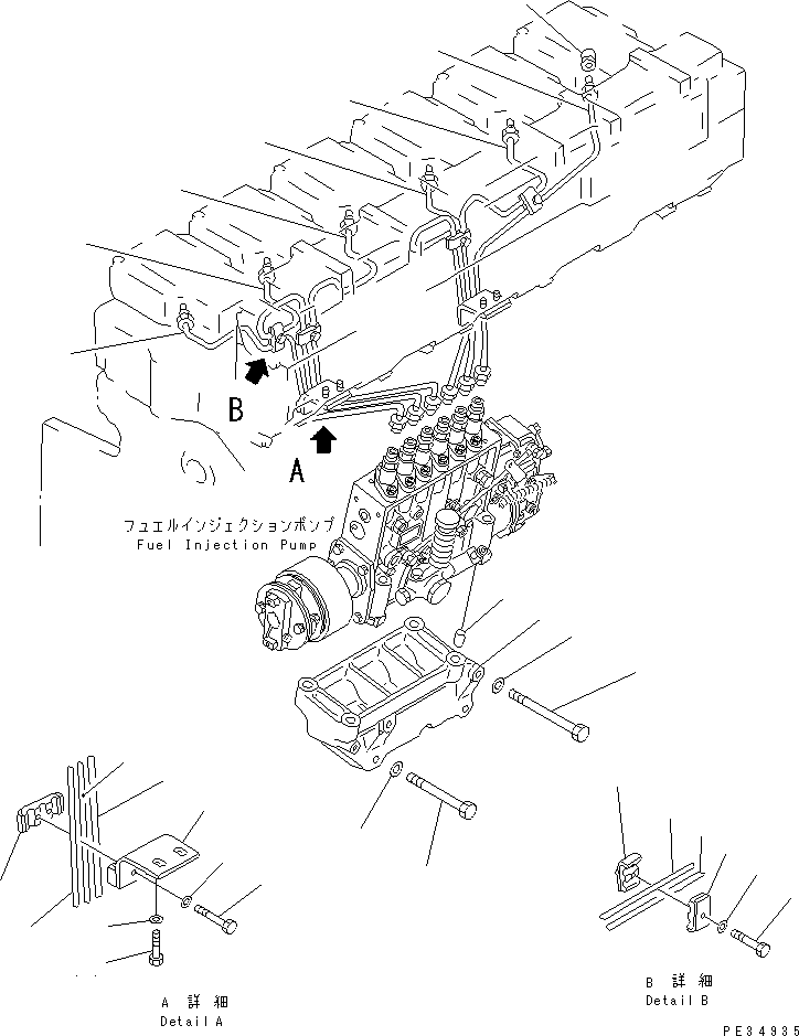 Engines Komatsu / SA6D140E-2A-7 S/N 22537-UP(sa6d14tc) / FUEL INJECTION PUMP PIPING(030960 : A4030-A4C6)