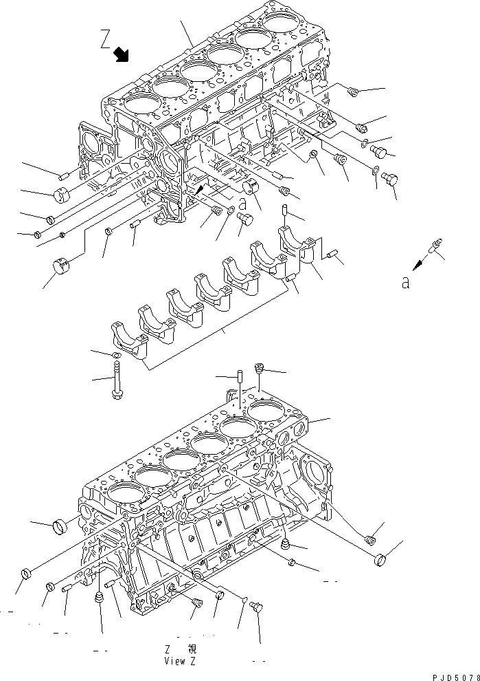 Komatsu parts book diagram for SA6D140E-2B-7 S/N 22537-UP: CYLINDER BLOCK (1/2)(#25749-26659)