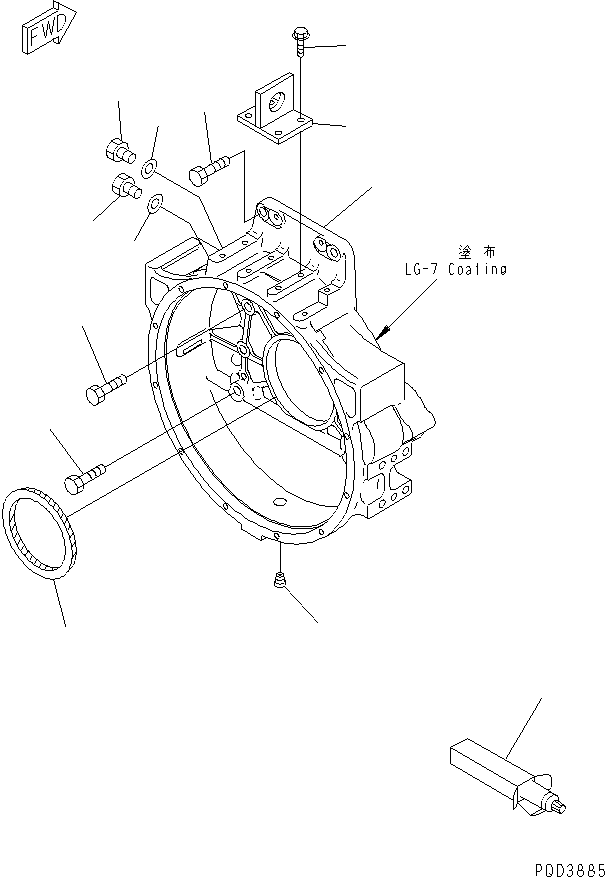 Komatsu parts book diagram for SA6D140E-2B-7 S/N 22537-UP: FLYWHEEL HOUSING(#25887-)