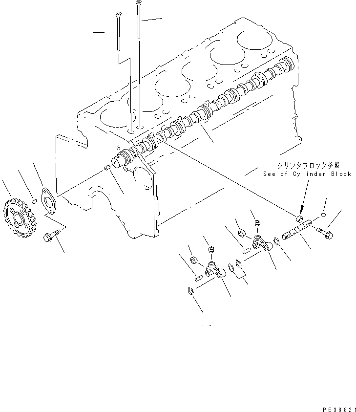 Komatsu parts book diagram for SA6D140E-2B-7 S/N 22537-UP: CAMSHAFT AND CAMFOLLOWER(#24649-26074)