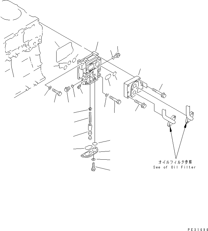 Komatsu parts book diagram for SA6D140E-2B-7 S/N 22537-UP: OIL ADAPTER