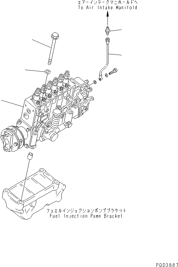 Komatsu parts book diagram for SA6D140E-2B-7 S/N 22537-UP: FUEL INJECTION PUMP MOUNTING (EC DYNAMIC NOISE SUPPRESSION SPEC.)(#26244-)