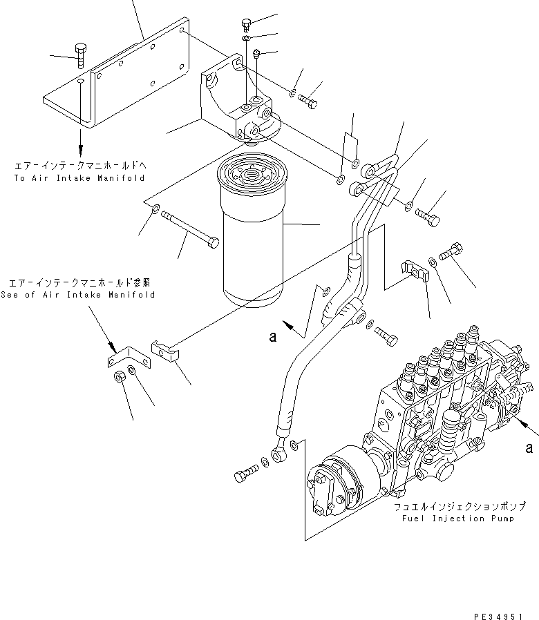 Komatsu parts book diagram for SA6D140E-2B-7 S/N 22537-UP: FUEL FILTER
