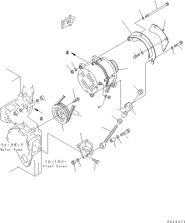 Komatsu parts book diagram for SA6D140E-2B-7 S/N 22537-UP: ALTERNATOR MOUNTING (50A)(#22537-26659)