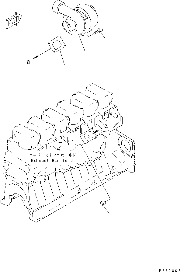 Engines Komatsu / SA6D140-2C-G S/N 22537-UP(sa6d14yc) / TURBOCHARGER MOUNTING(030100 : A1530-A4D3)