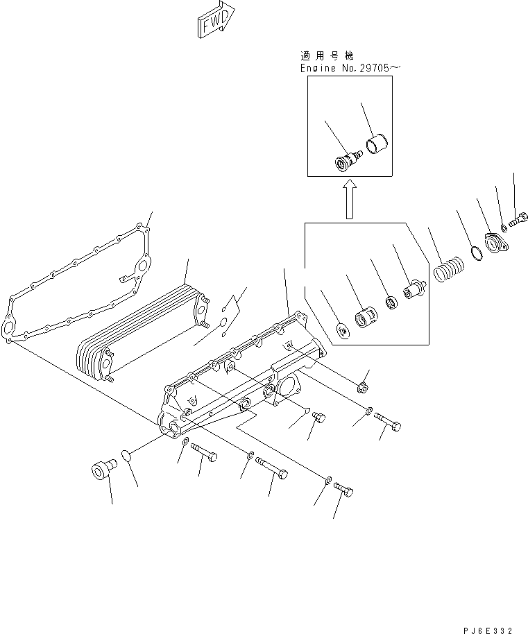 Engines Komatsu / SA6D140-2C-G S/N 22537-UP(sa6d14yc) / OIL COOLER(#22653-)(030850 : A3310-A4A3)