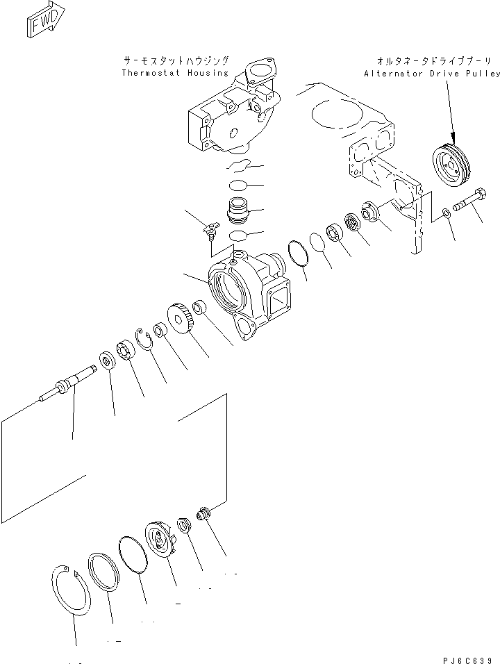 Engines Komatsu / SA6D140-2C-G S/N 22537-UP(sa6d14yc) / WATER PUMP(#29271-)(031100 : A5010-A4G7)