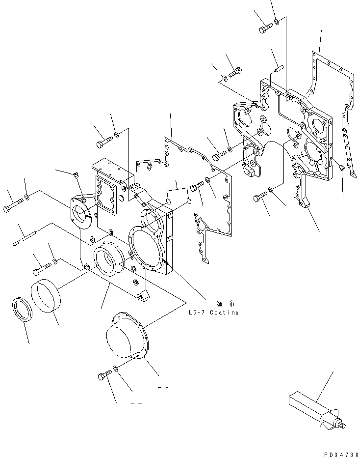 Komatsu parts book diagram for SA6D170E-2A S/N 17353-UP: FRONT COVER(#17353-19339)