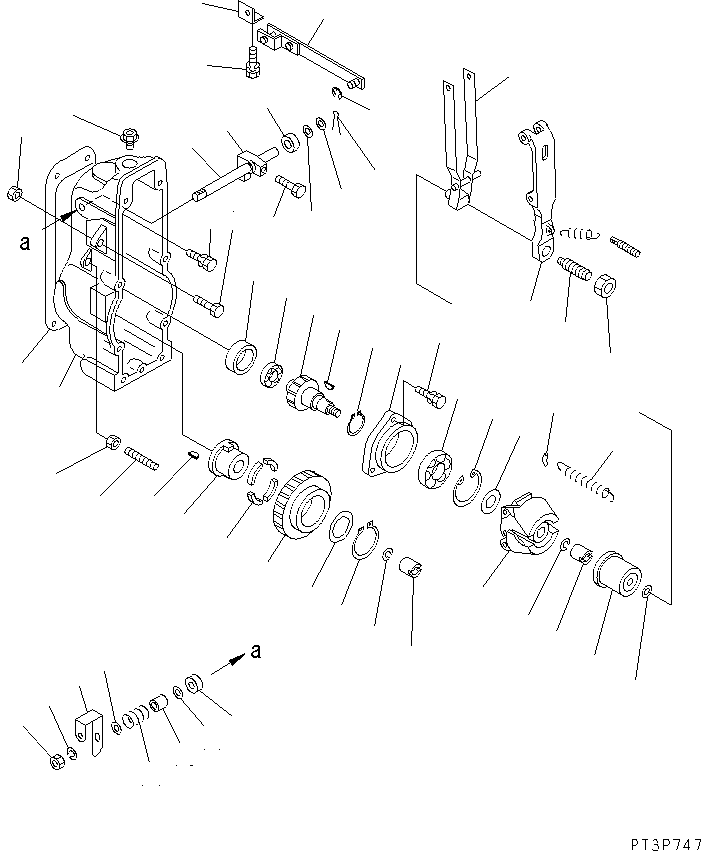 Komatsu parts book diagram for SA6D170E-2A S/N 17353-UP: FUEL INJECTION PUMP (GOVERNOR) (1/3) (WITH STOP LEVER) (INNER PARTS)