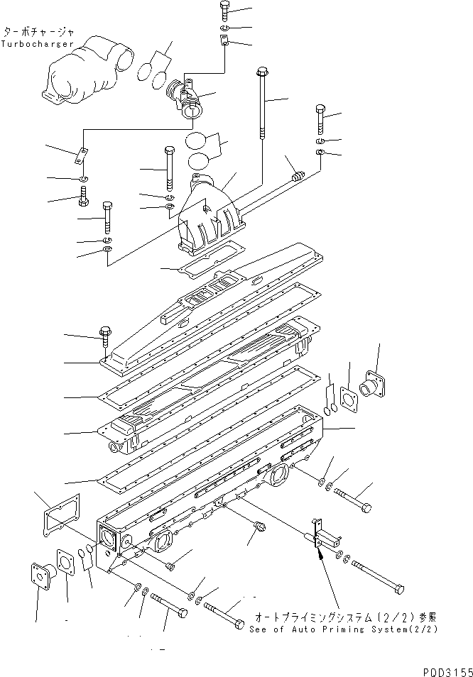 Komatsu parts book diagram for SA6D170E-2C S/N 17353-UP: AIR INTAKE MANIFOLD AND AFTER COOLER(#18669-)