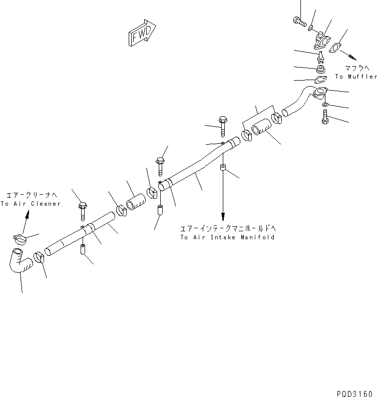 Komatsu parts book diagram for SA6D170E-2C S/N 17353-UP: MUFFLER EJECTOR PIPING(#18669-)