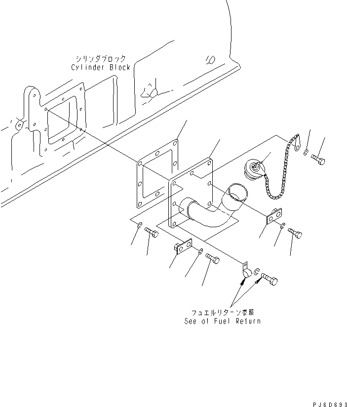 Komatsu parts book diagram for SA6D170E-2C S/N 17353-UP: OIL FILLER(#18669-)