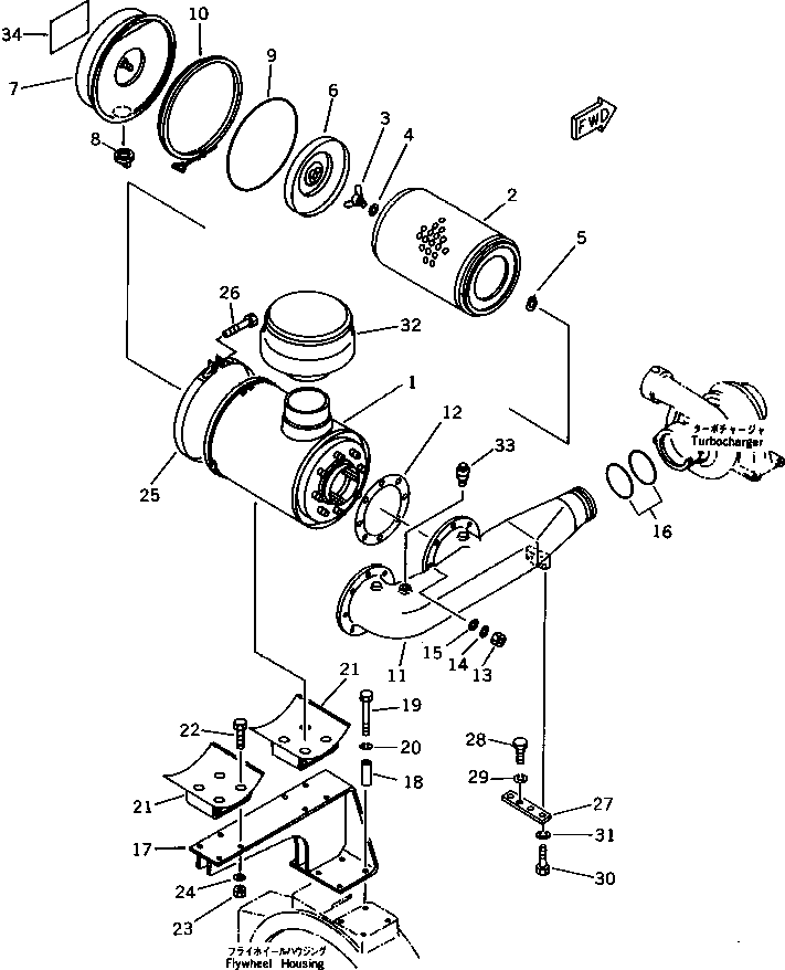 Komatsu parts book diagram for SA6D170-B-1E S/N 11452-UP: AIR CLEANER (FOR JAPAN)(#11770-)