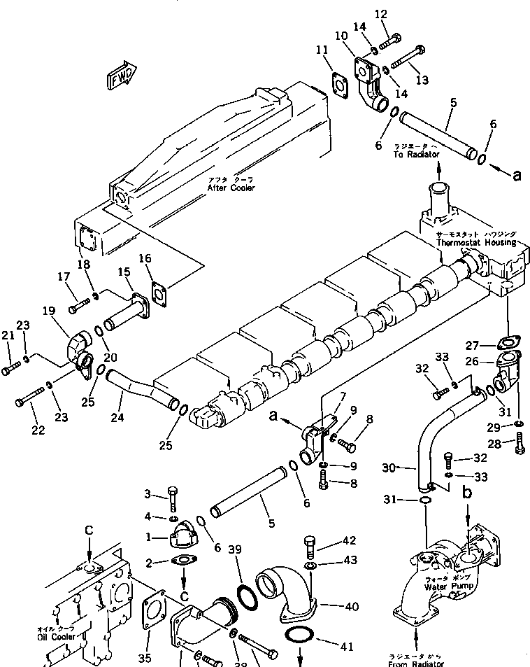 Komatsu parts book diagram for SA6D170-B-1E S/N 11452-UP: WATER PIPING