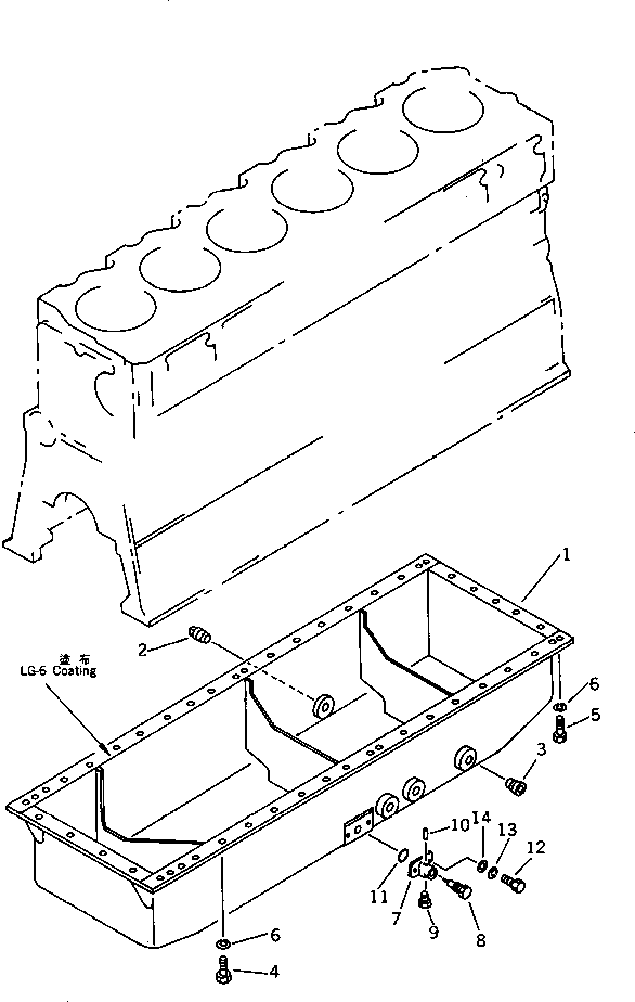 Komatsu parts book diagram for SA6D170-B-1E S/N 11452-UP: OIL PAN