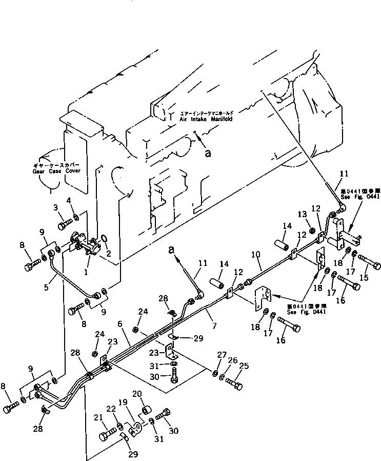 Komatsu parts book diagram for SA6D170-B-1E S/N 11452-UP: MECHANICAL PUMP AND PIPING