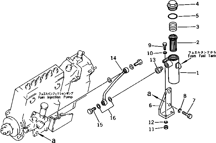 Komatsu parts book diagram for SA6D170-B-1E S/N 11452-UP: ADDITIONL FUEL FILER(#11452-11769)