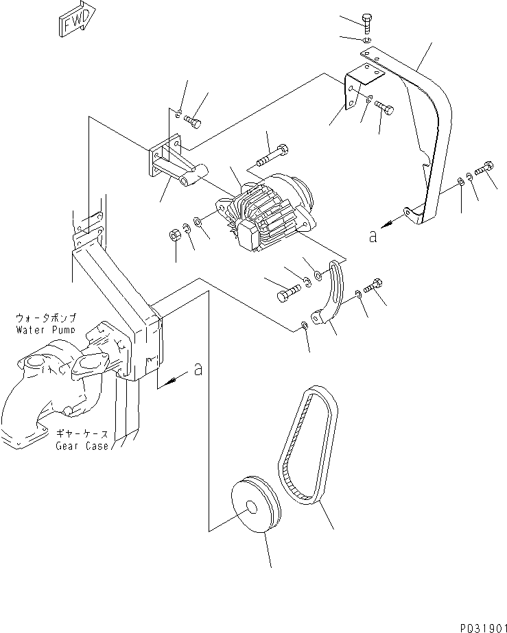 Komatsu parts book diagram for SA6D170-B-1E S/N 11452-UP: ALTERNATOR AND MOUNTING
