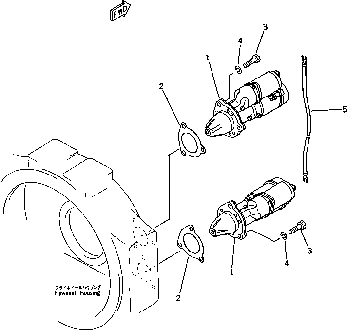 Komatsu parts book diagram for SA6D170-B-1E S/N 11452-UP: STARTING MOTOR AND MOUNTING