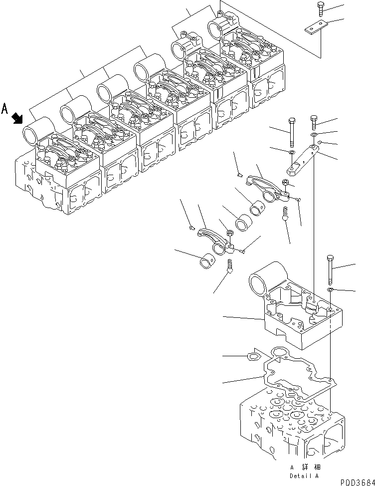 Engines Komatsu / SA6D170E-2C S/N 17353-UP(sa6d17dc) / ROCKER ARM AND HOUNING(#18669-19339)(030450 : A2410-A6B3)